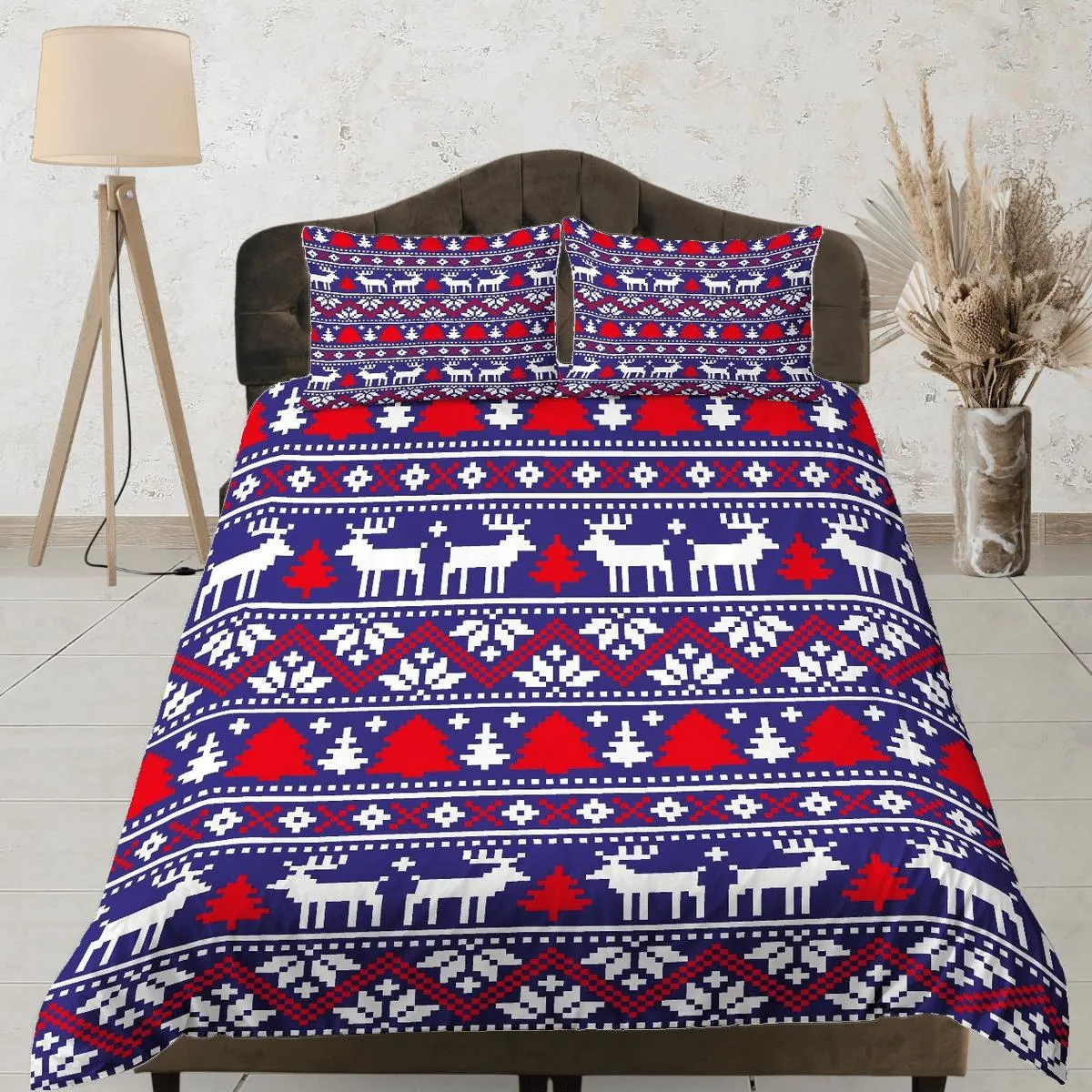 Christmas Duvet Cover Set with Pillows Christmas Pattern Dorm Bedding Comforter Cover Christmas Gift