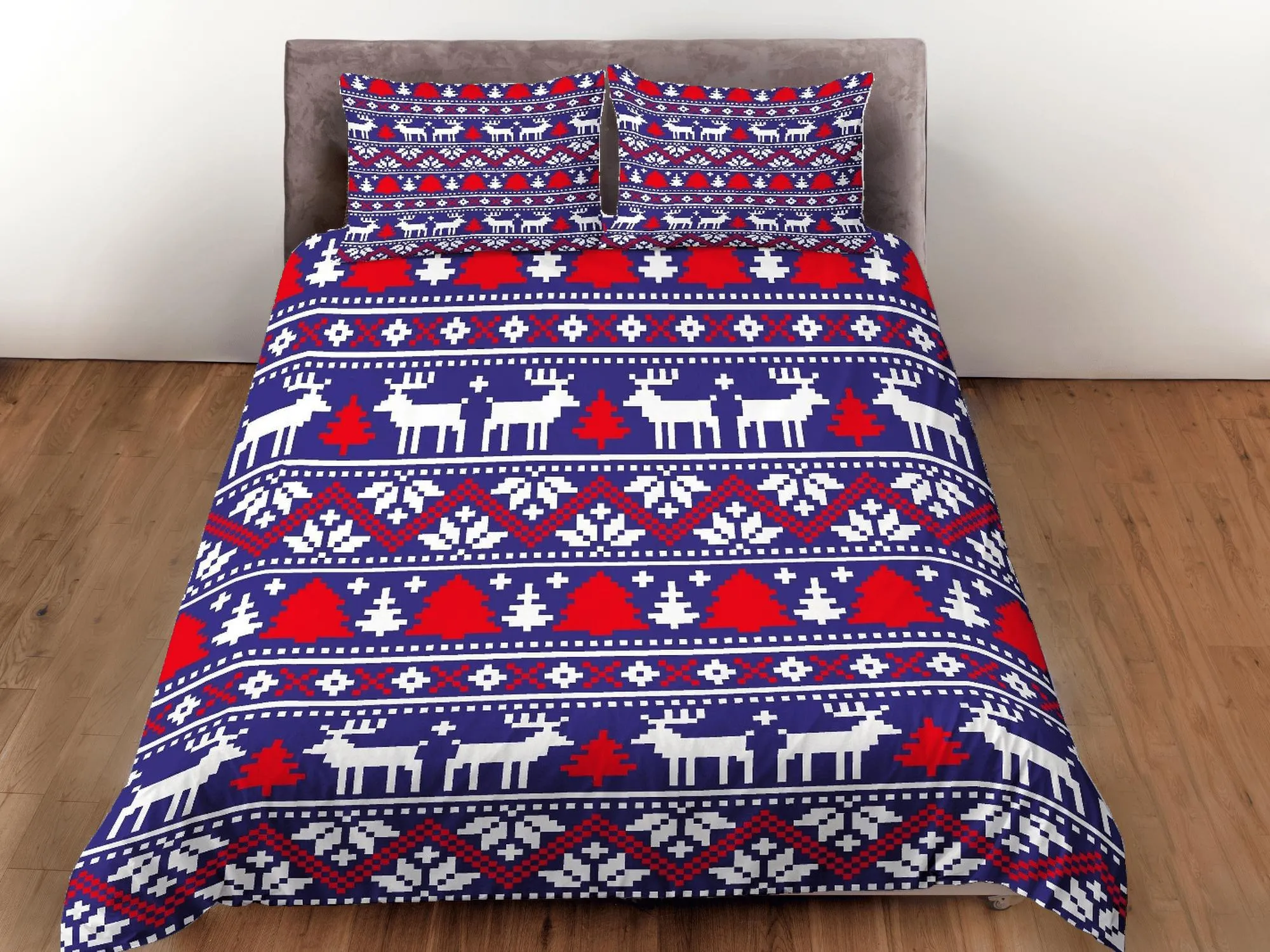 Christmas Duvet Cover Set with Pillows Christmas Pattern Dorm Bedding Comforter Cover Christmas Gift