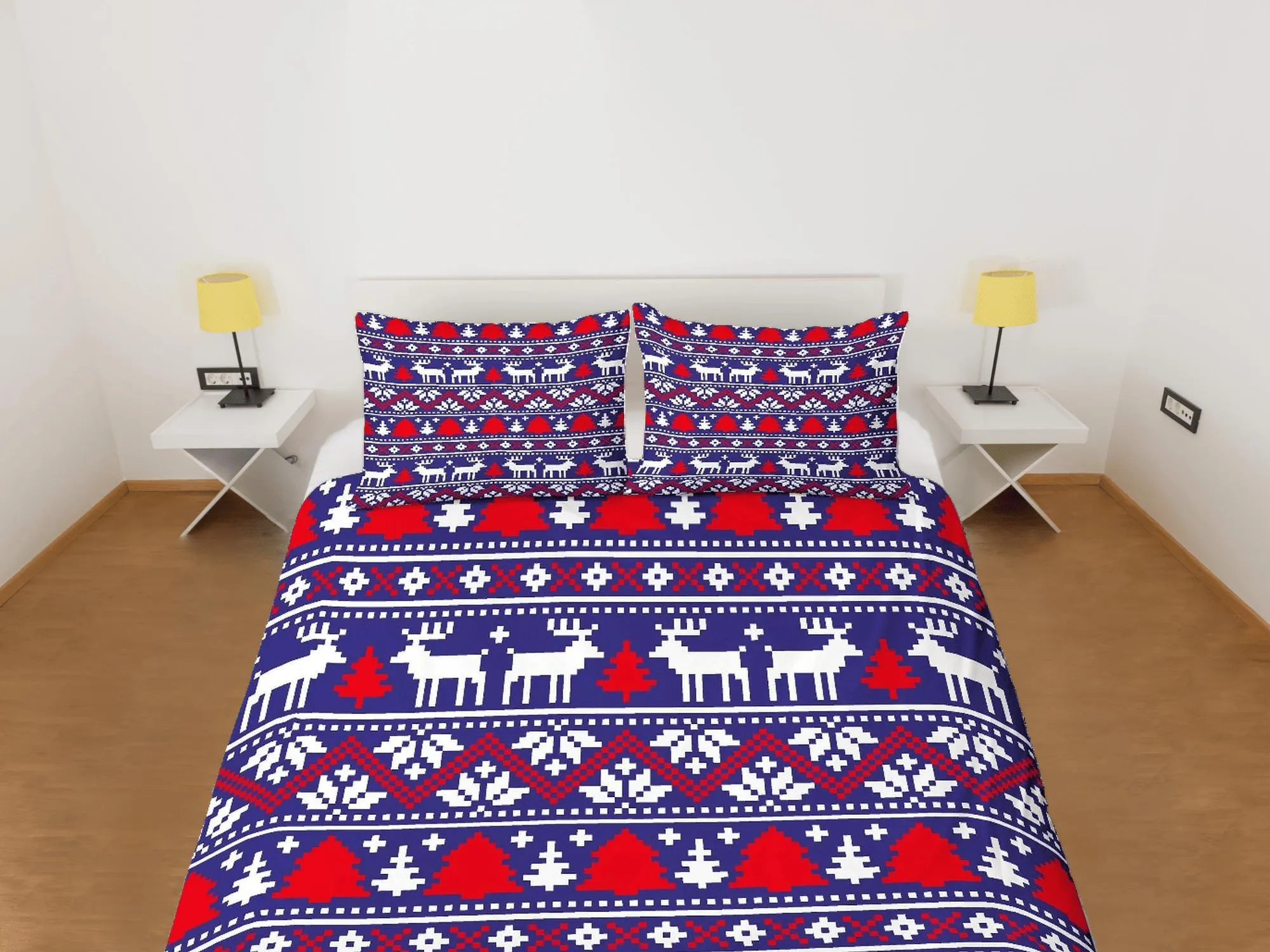 Christmas Duvet Cover Set with Pillows Christmas Pattern Dorm Bedding Comforter Cover Christmas Gift