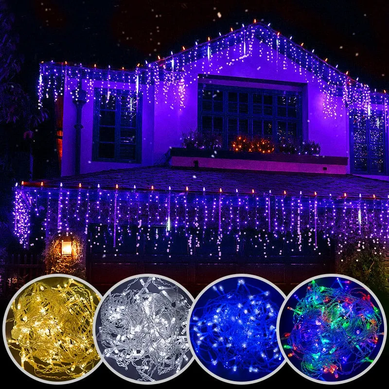 Christmas lights Curtain String Light Waterfall Outdoor Decoration 5M Droop 0.4-0.6m Fairy Led Lights for Garden Party Holiday