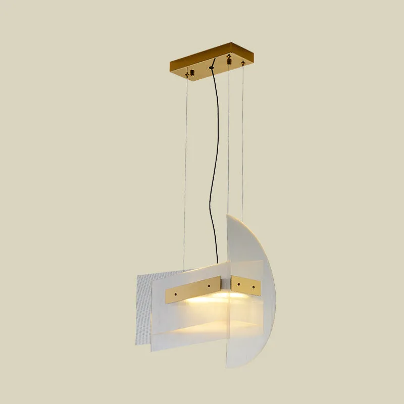 Contemporary Gold Geometric Chandelier: LED Hanging Light for Dining Room