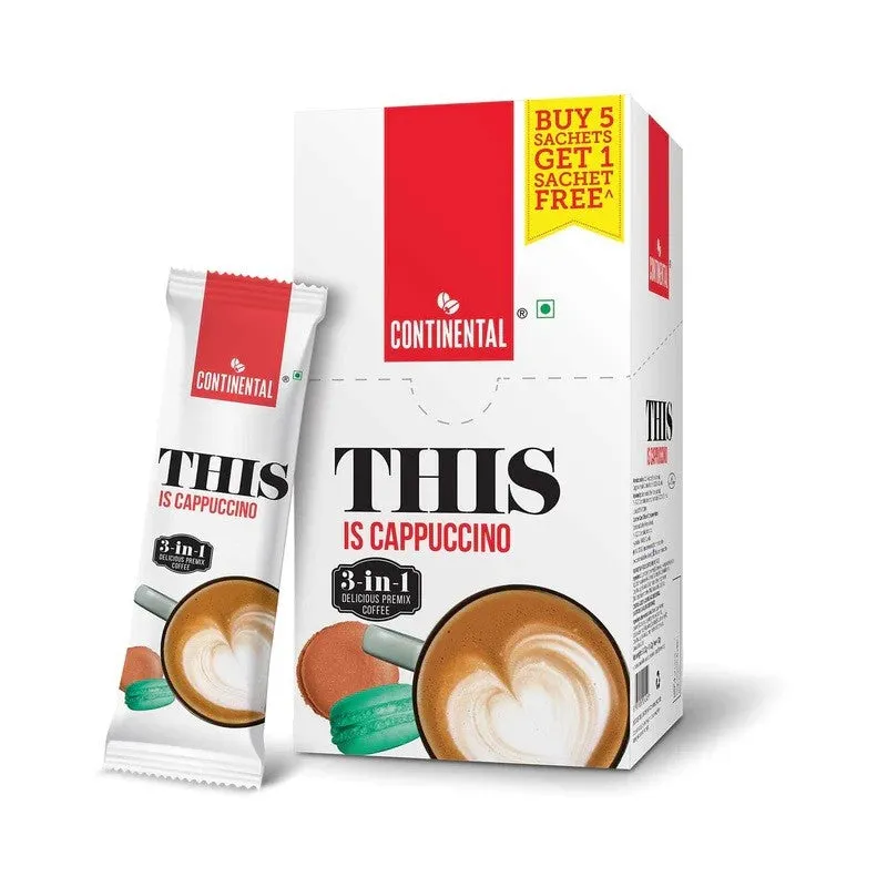 Continental THIS is Cappuccino | 3-in-1 premix coffee powder | Pack of 1 | 132g ( 22g*6 Sachets )