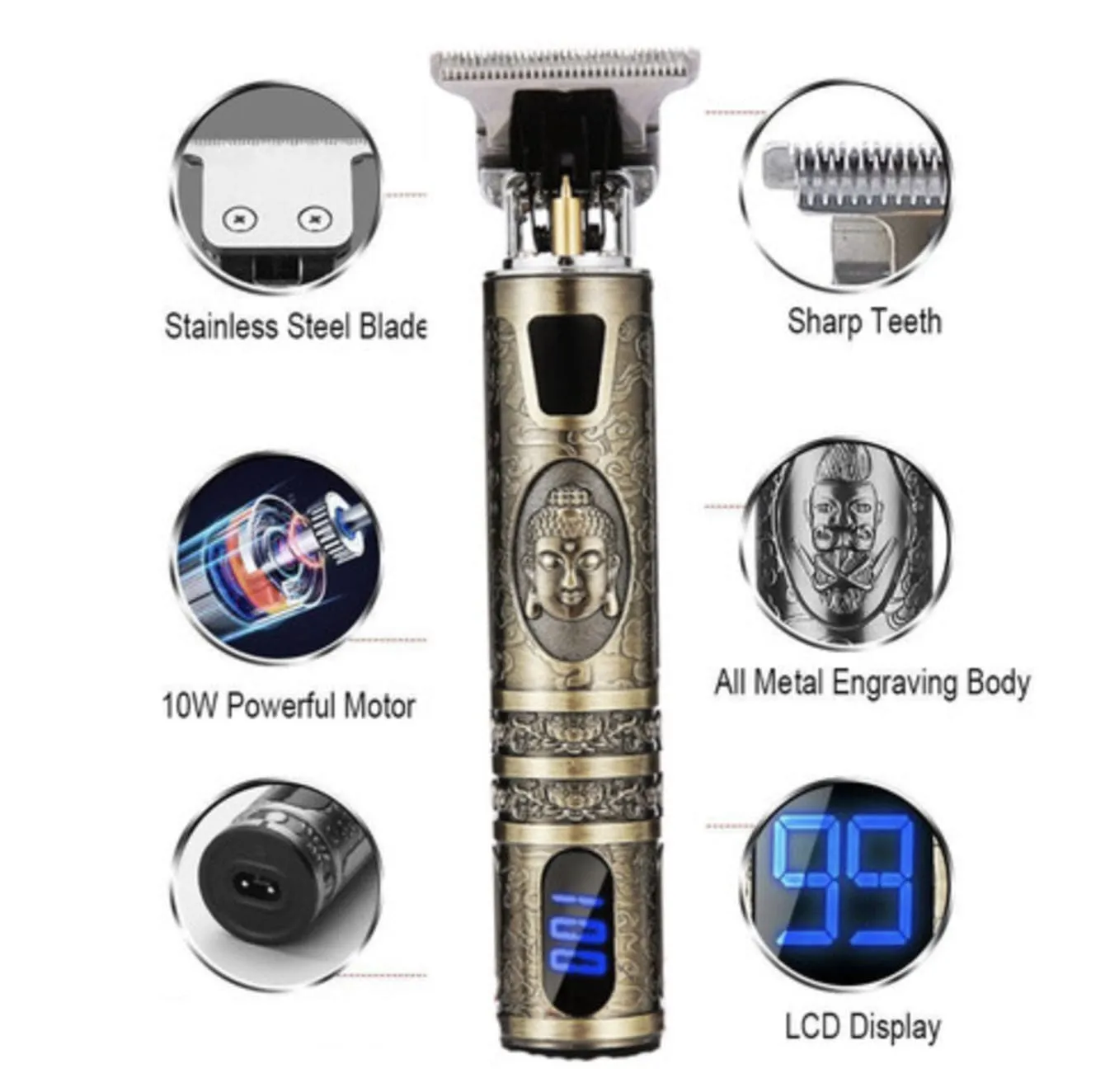 Cordless Hair Clippers Trimmer Shaving Machine-Buddha