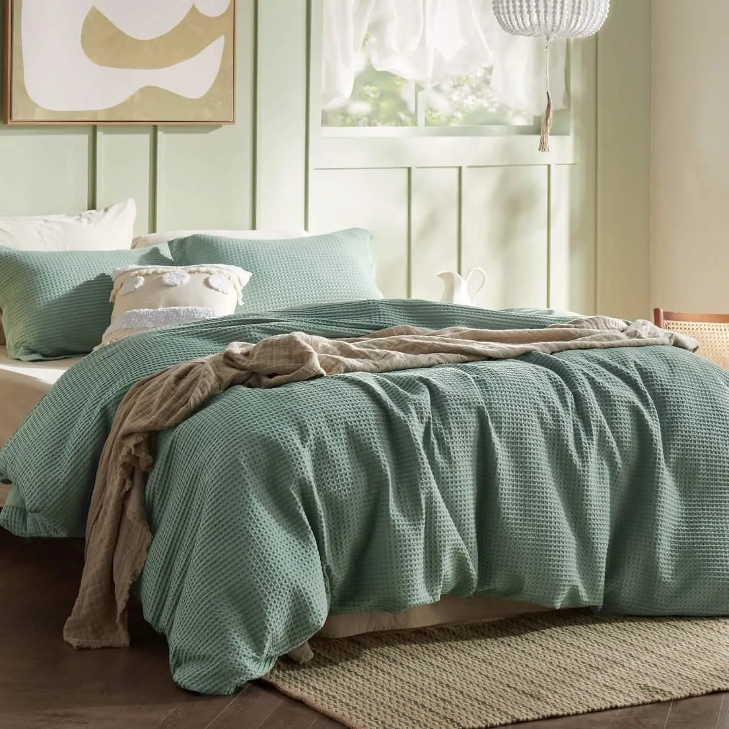 Cotton Waffle Weave Duvet Cover Set