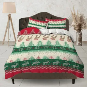 Cross Stitch Pattern Christmas bedding & pillowcase holiday gift duvet cover king queen full twin toddler bedding baby Christmas farmhouse