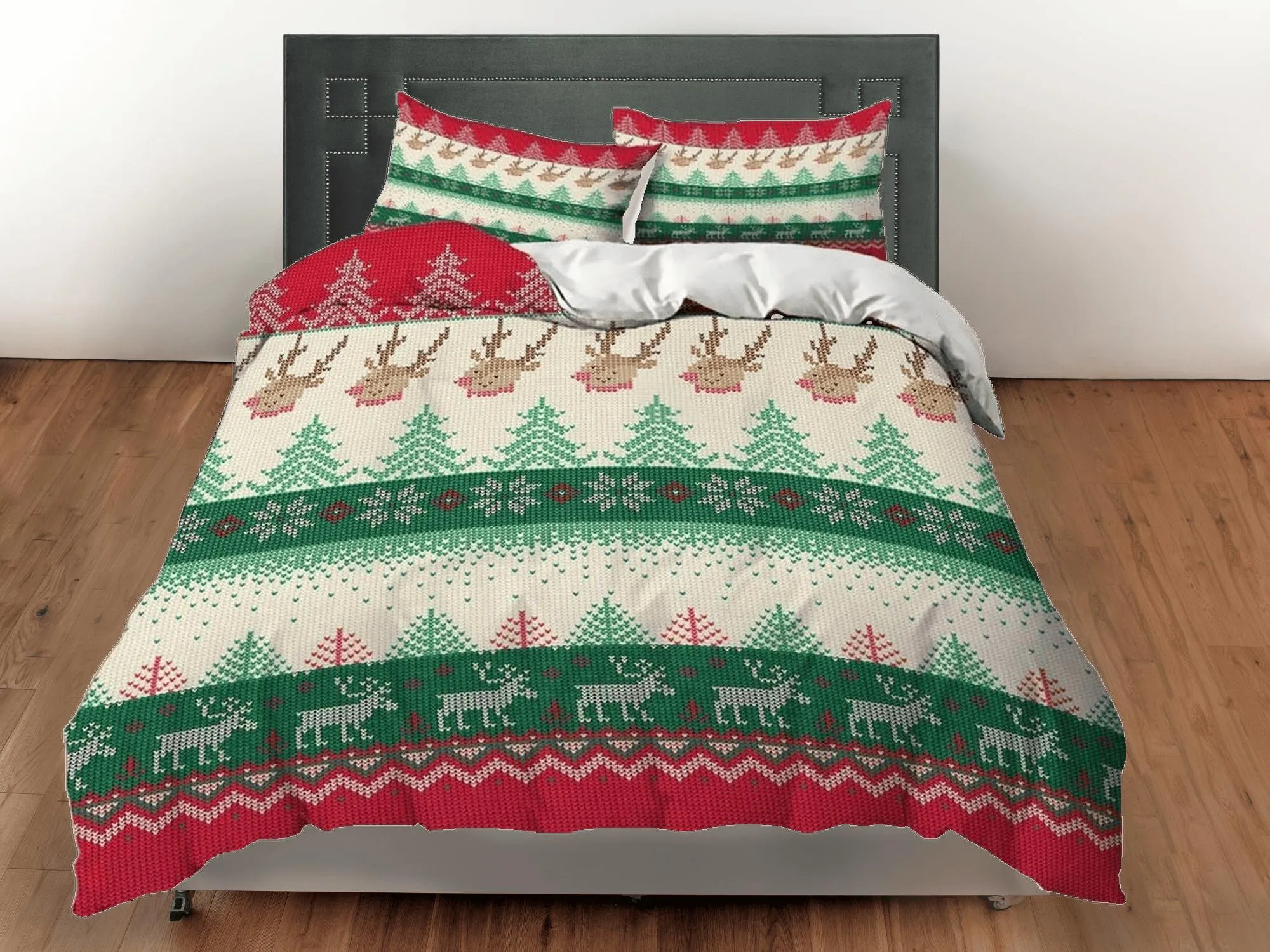 Cross Stitch Pattern Christmas bedding & pillowcase holiday gift duvet cover king queen full twin toddler bedding baby Christmas farmhouse