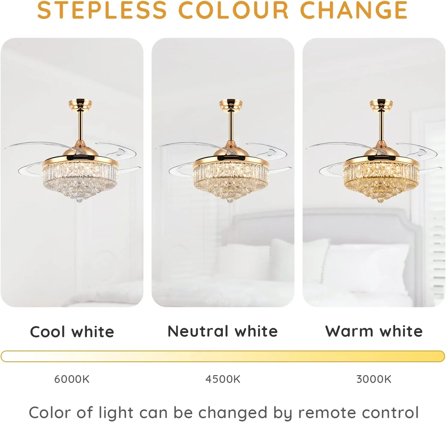 Crystal Chandelier Ceiling Fan with Remote Control