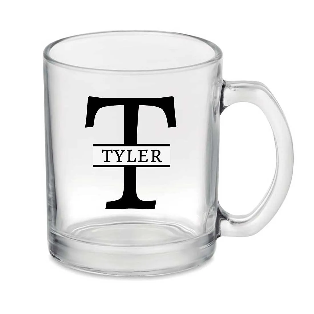 Customized Coffee Glass Mug -  Center Monogram