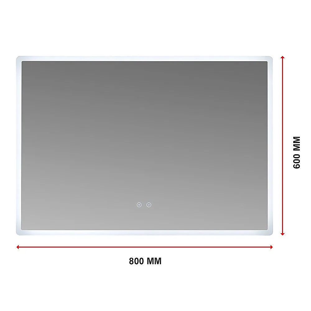 Dimmable LED Lighted Anti-Fog Bathroom Mirror 800x600mm