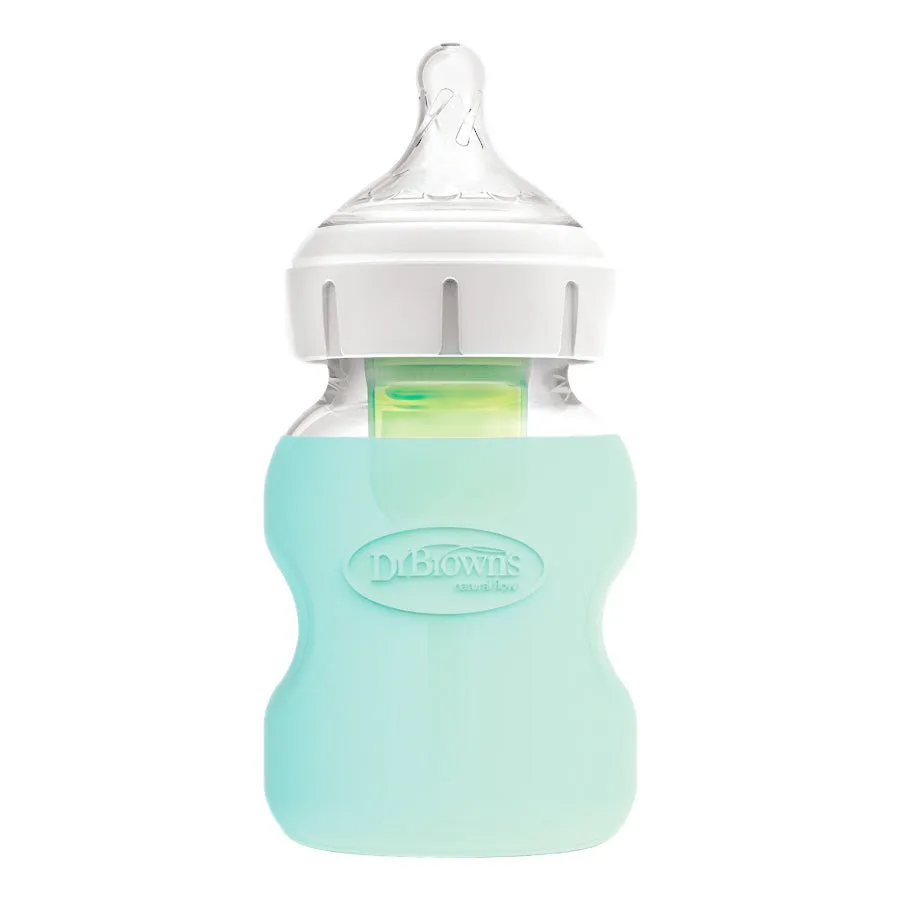 Dr.Brown's Silicone sleeve (protector),for wide neck baby glass feeding bottle - 150ml, Mint green