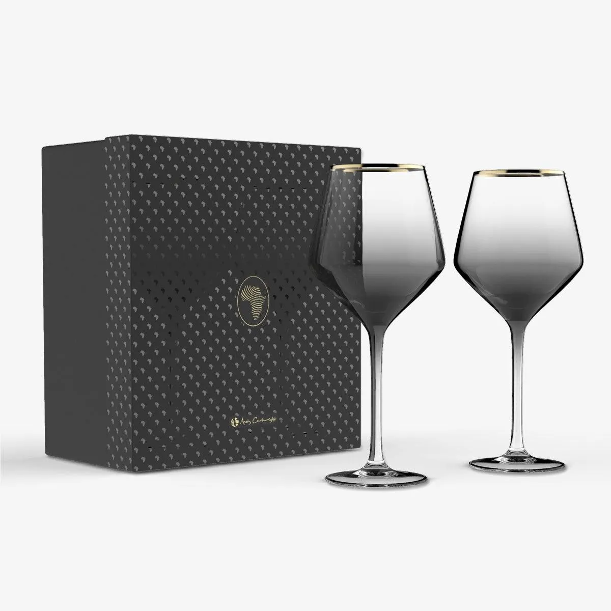 Dusk 2pc Crystal Wine Glass Set in Black & Gold Gift Box - Andy Cartwright