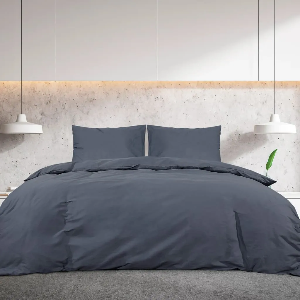 Duvet Cover Set Anthracite 220x240 cm Cotton