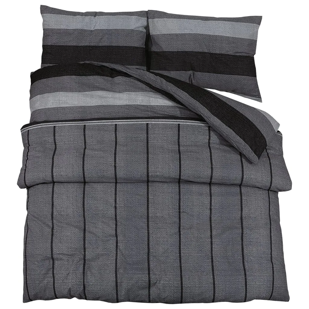 Duvet Cover Set Dark Grey 200x220 cm Cotton