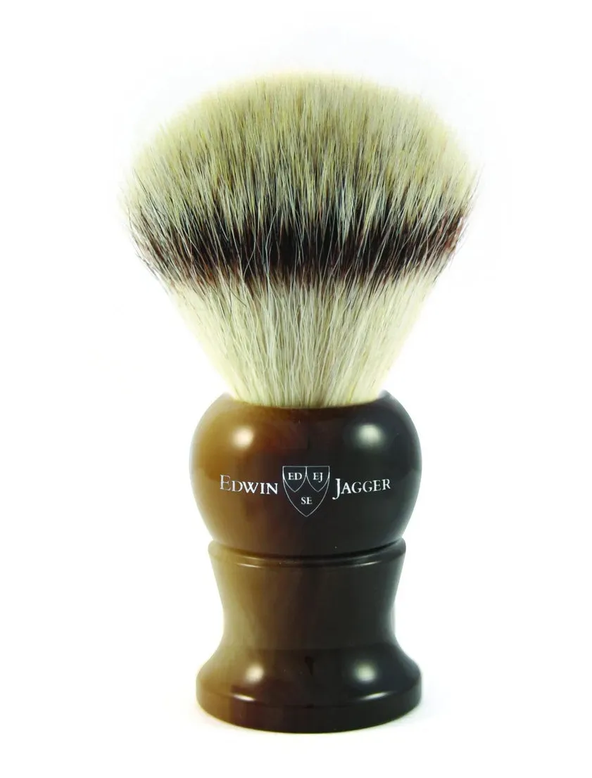 Edwin Jagger - 3EJ282SYNST English Shaving Brush, Imitation Light Horn with Synthetic Silver Tip Fiber, Large