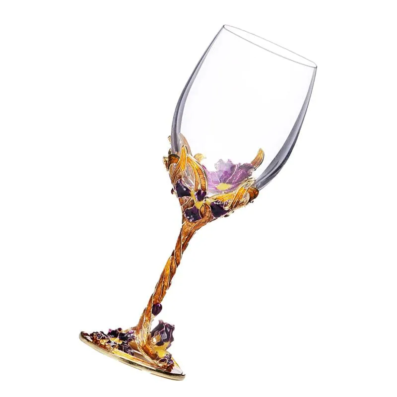 Elegant Custom Made Enamel Led Free Crystal Goblet Wine Glass Comes With Beutiful Gift Box