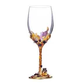 Elegant Custom Made Enamel Led Free Crystal Goblet Wine Glass Comes With Beutiful Gift Box