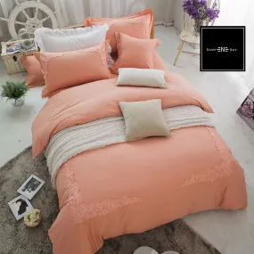 Embroidered Duvet 8 Pieces -Peach