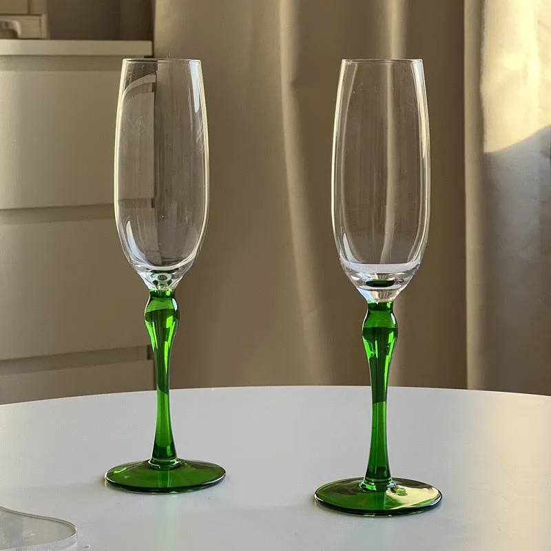 Emerald Joy Contrast Wine and Flute Glass