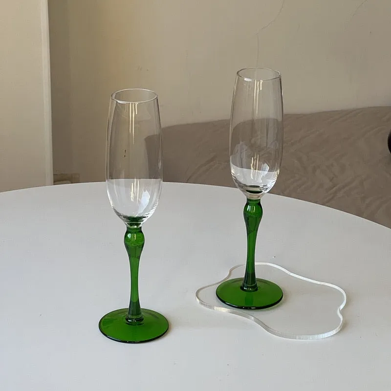 Emerald Joy Contrast Wine and Flute Glass