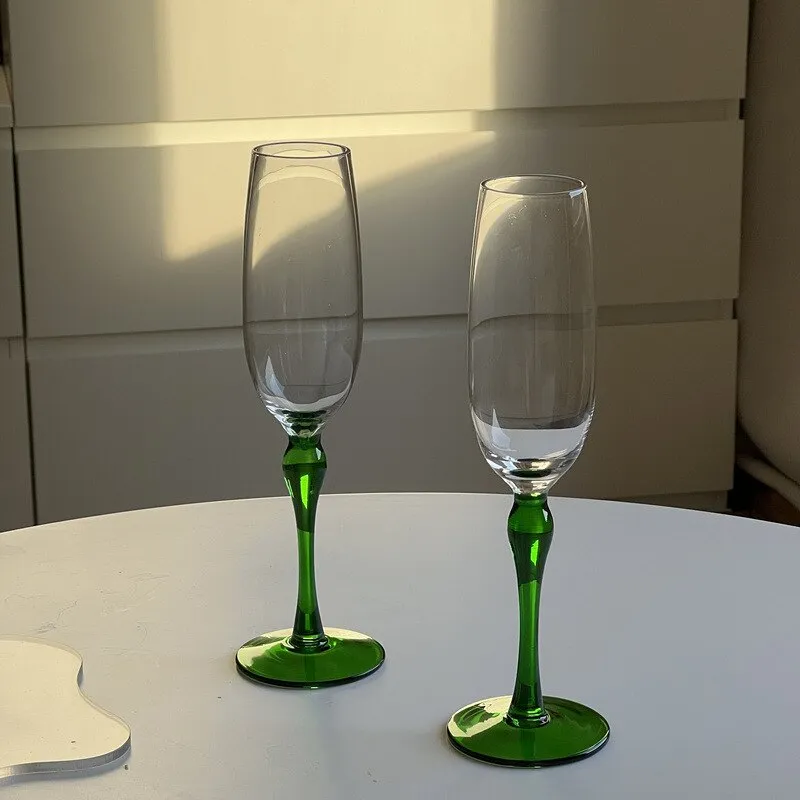 Emerald Joy Contrast Wine and Flute Glass