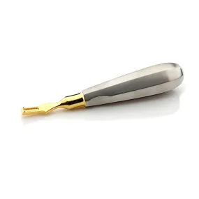 Ergonomic Bone Harvesting Scraper, Back Action, Gold Titanium