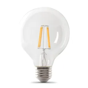 Feit Electric BPG2540/927CA/FIL LED Bulb, Globe, G25 Lamp, 40 W Equivalent, E26 Lamp Base, Dimmable, Clear