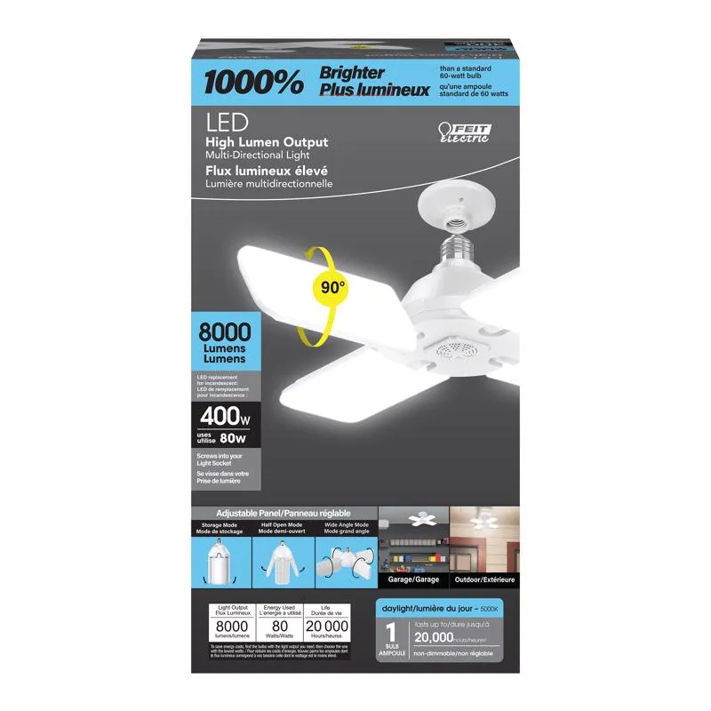 Feit Folding Panel E26 (Medium) LED Bulb Daylight 400 Watt Equivalence 1 pk