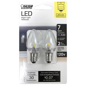 Feit LED Specialty C7 E12 (Candelabra) LED Bulb White 7 Watt Equivalence 2 pk