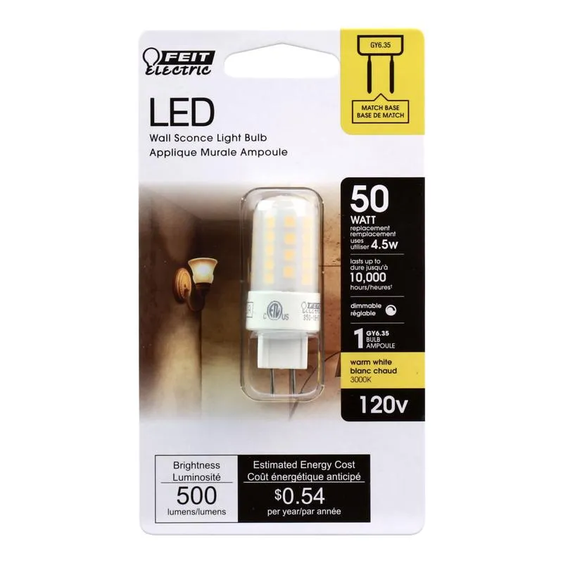 Feit LED Specialty T4 GY6.35 LED Bulb Warm White 50 Watt Equivalence 1 pk