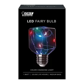 Feit Square E26 (Medium) LED Bulb Multi-Colored 1 Watt Equivalence 1 pk