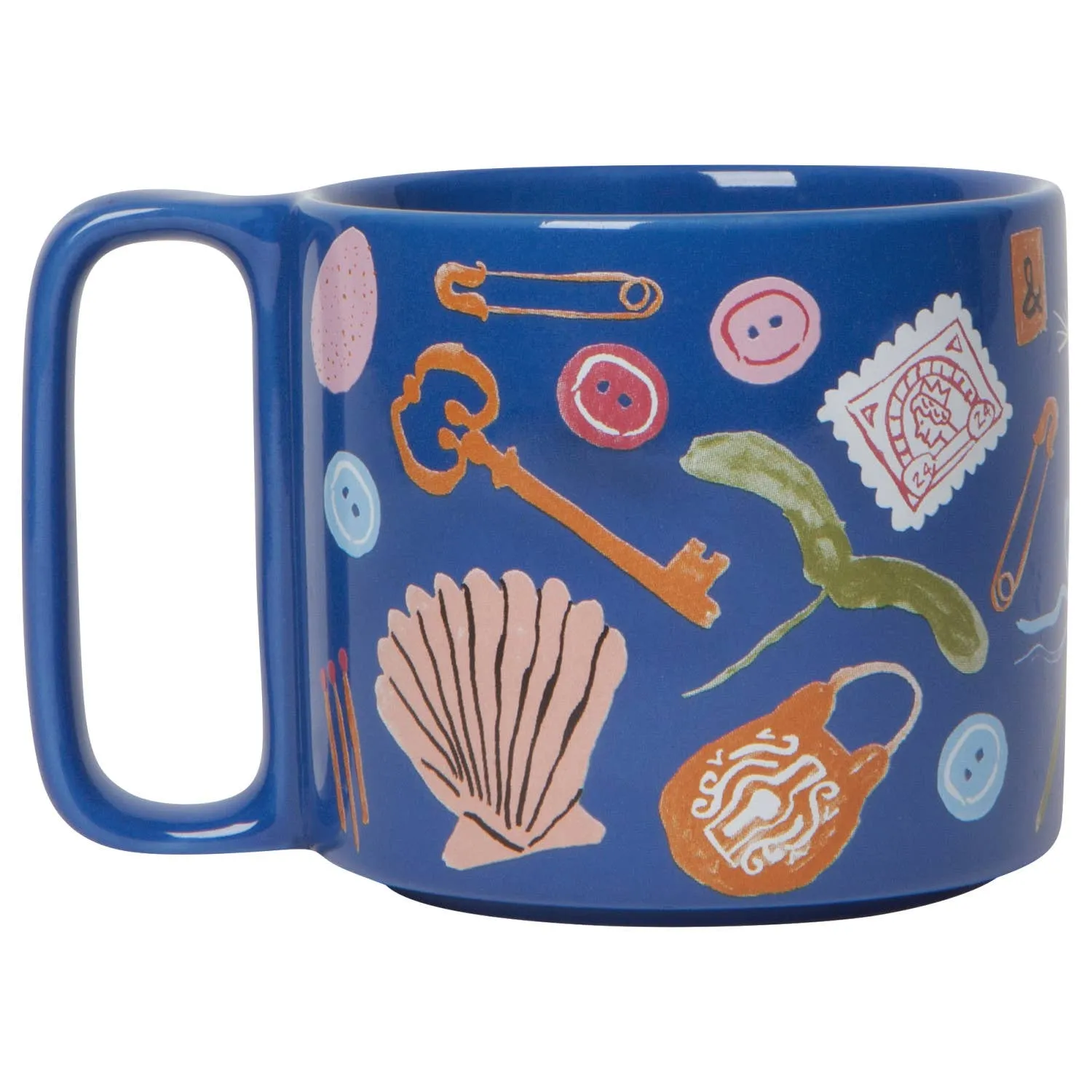 Finders Keepers Ceramic Studio Midi Mug  | Cobalt Blue Coffee Tea Cup | 11 oz