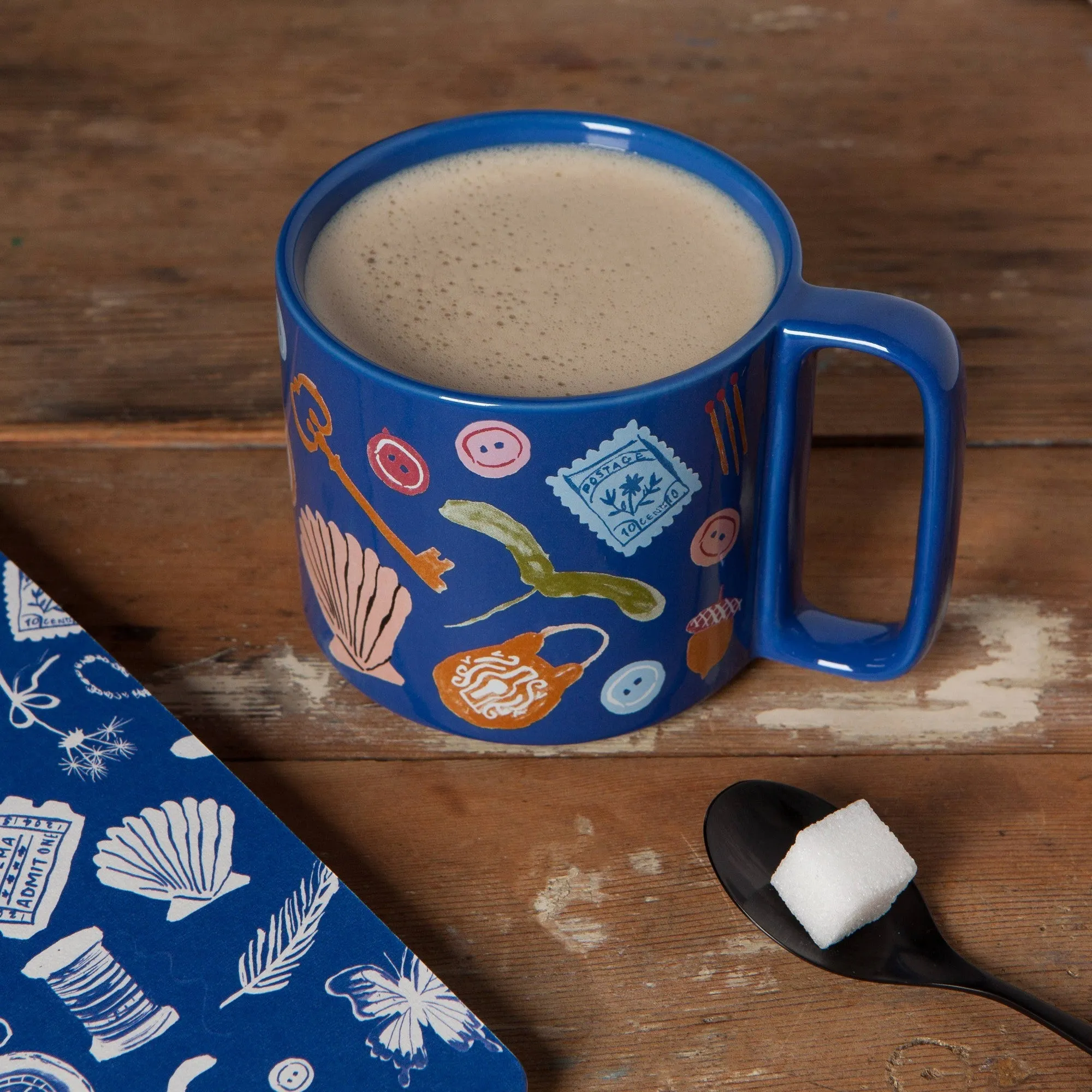 Finders Keepers Ceramic Studio Midi Mug  | Cobalt Blue Coffee Tea Cup | 11 oz