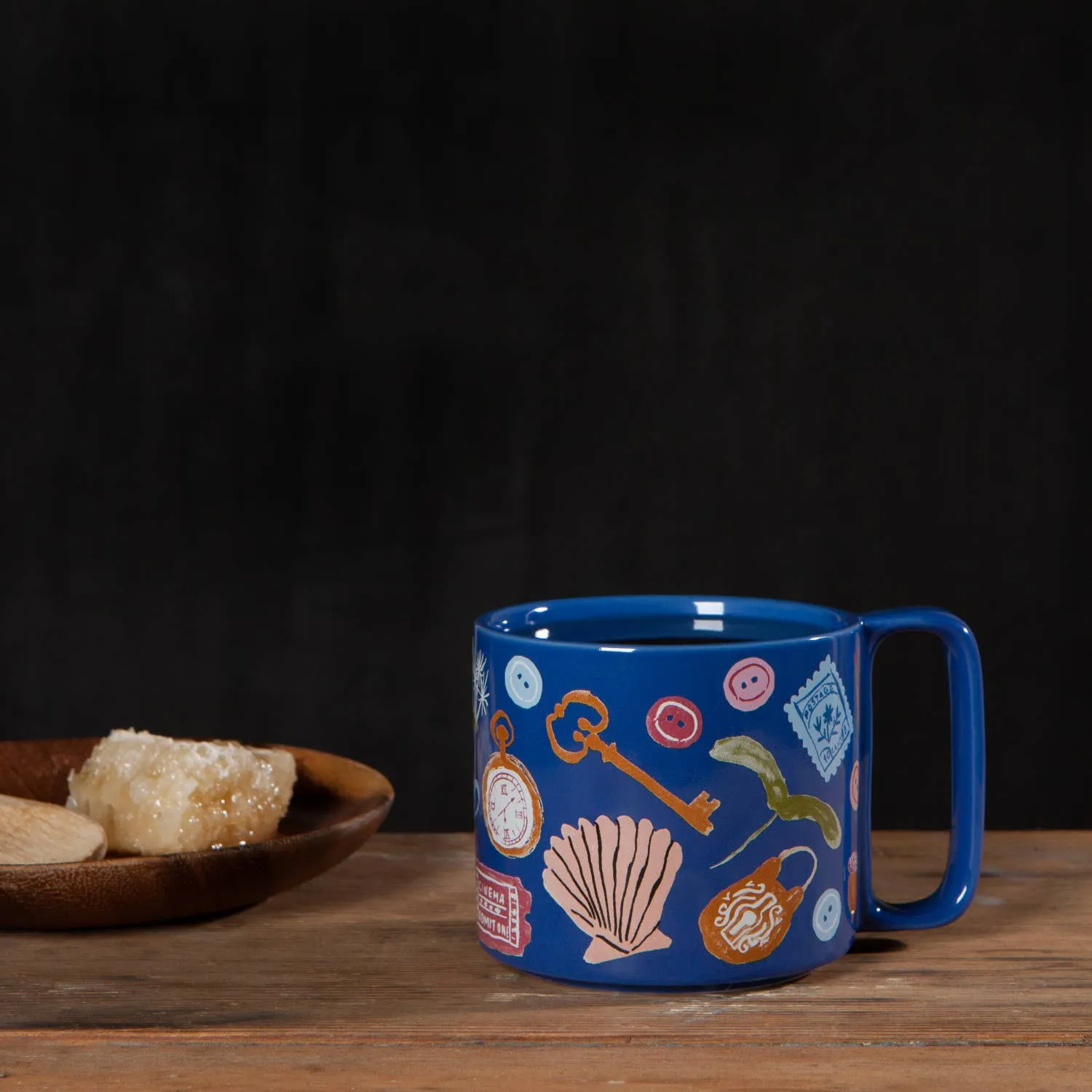 Finders Keepers Ceramic Studio Midi Mug  | Cobalt Blue Coffee Tea Cup | 11 oz