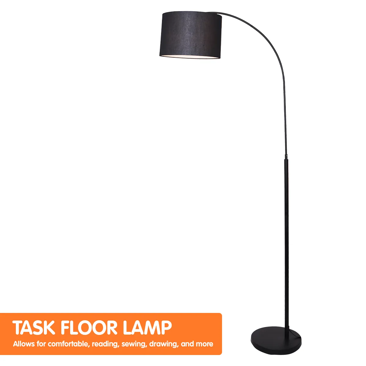 Floor Lamp Metal Arc-Shade Black