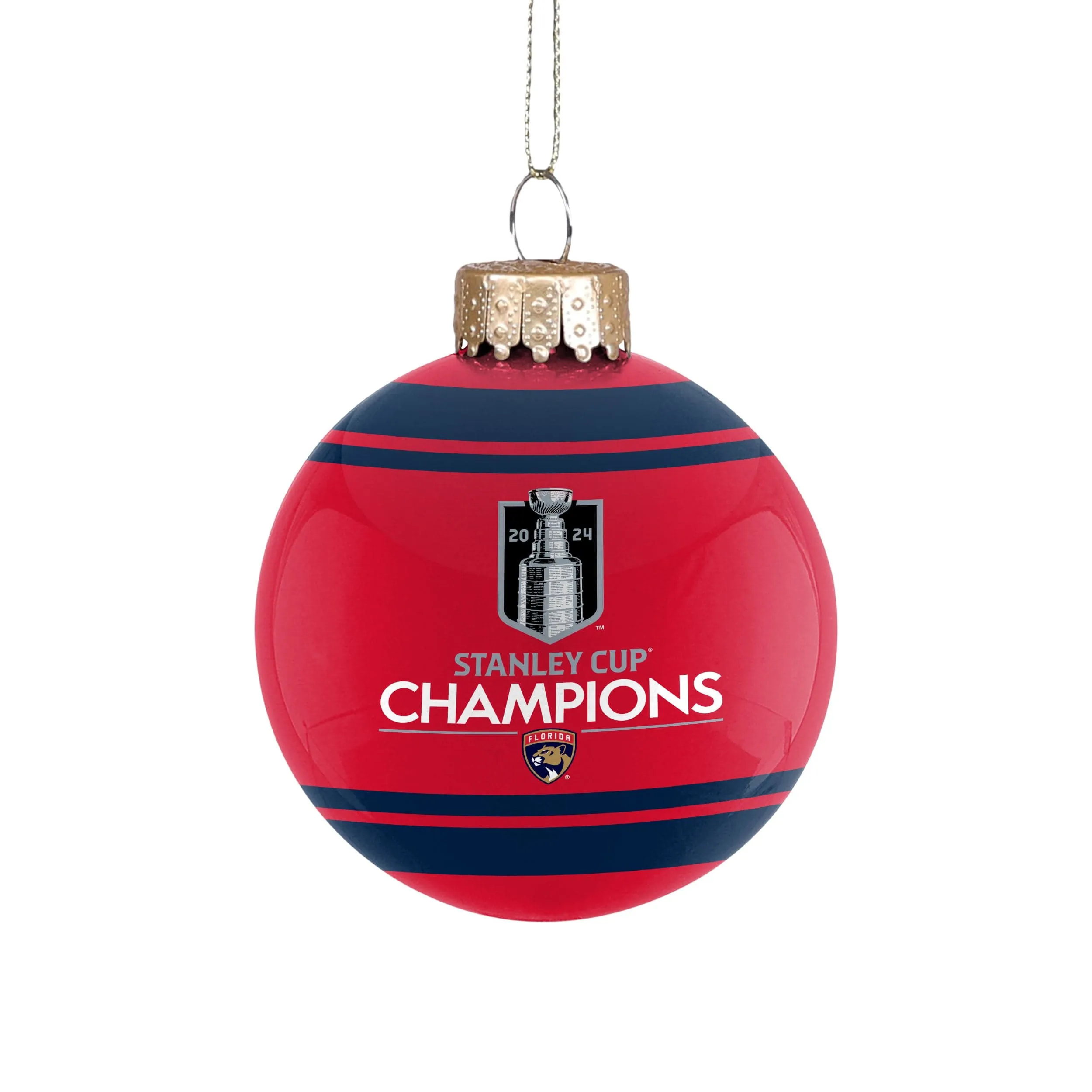 Florida Panthers NHL 2024 Stanley Cup Champions Glass Ball Ornament