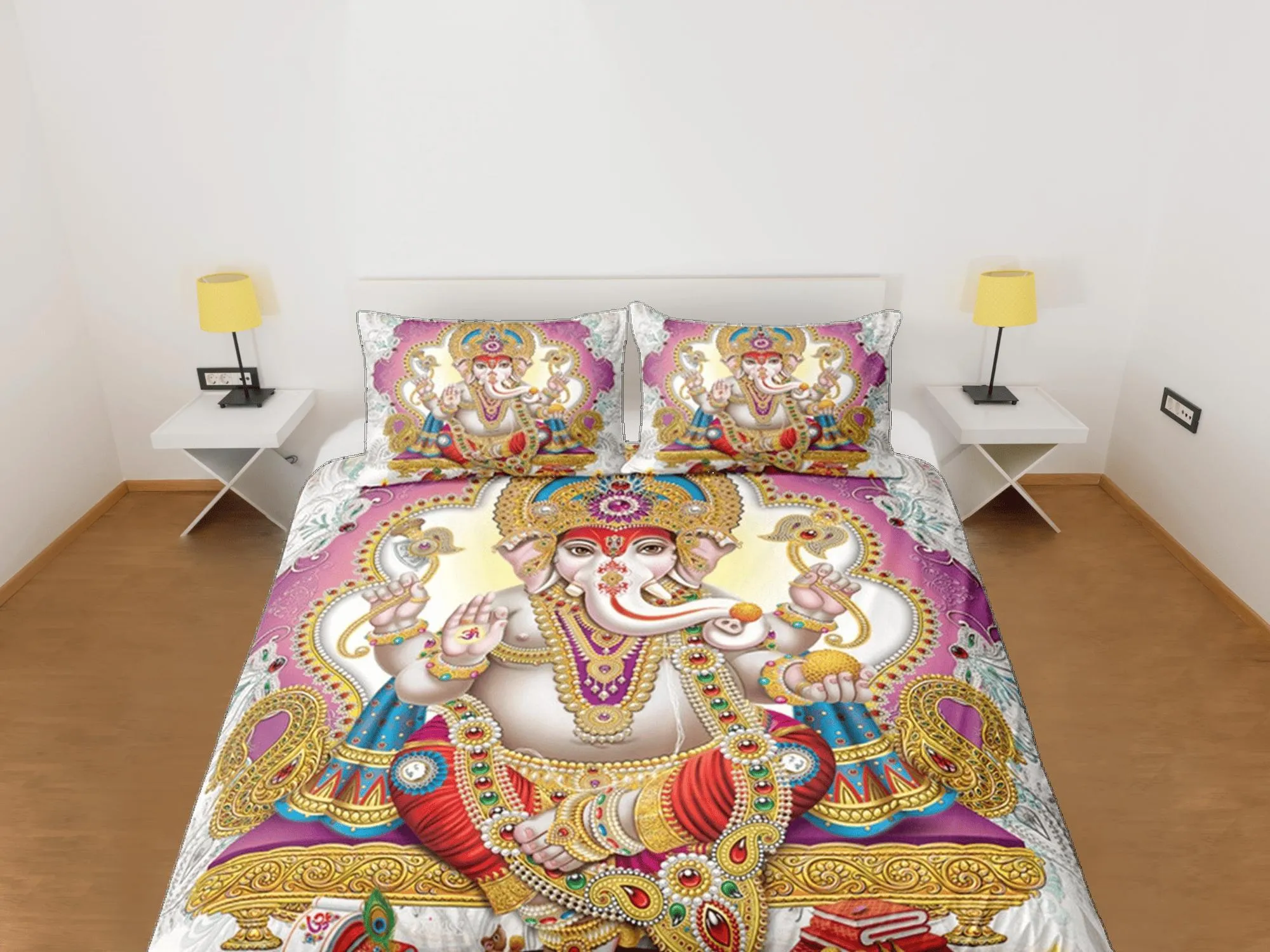 Ganesha Duvet Cover Set Indian Decor, Bedspread Elephant Gift Bedding Set