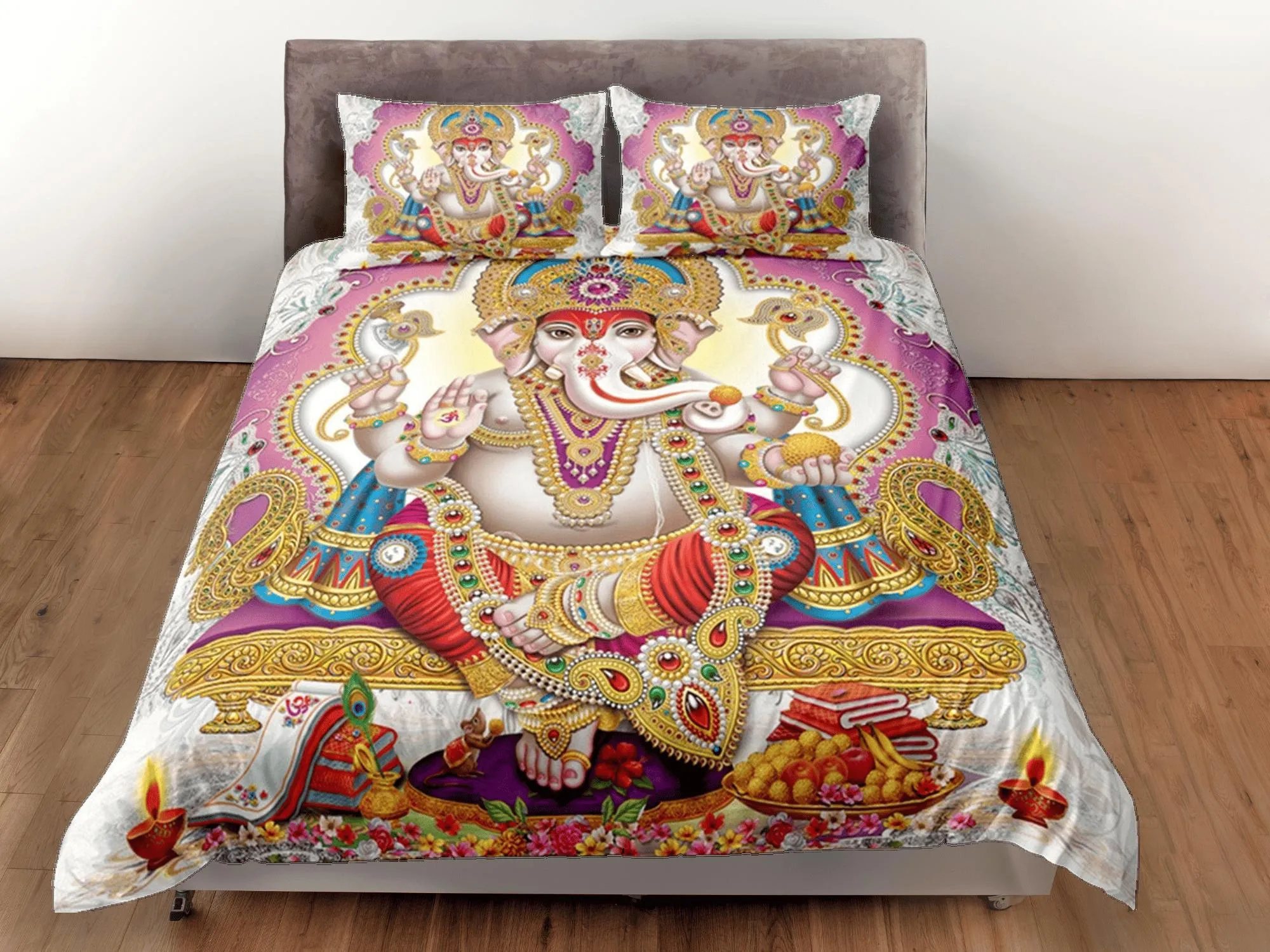 Ganesha Duvet Cover Set Indian Decor, Bedspread Elephant Gift Bedding Set