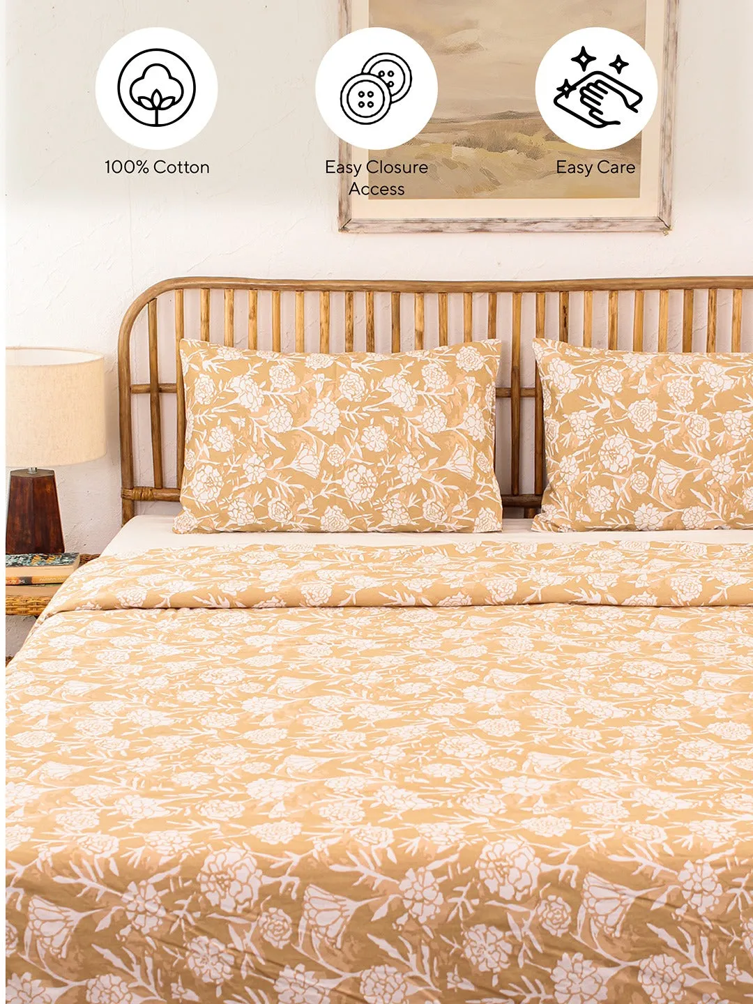 Genda Phool Double Duvet Cover (Beige)