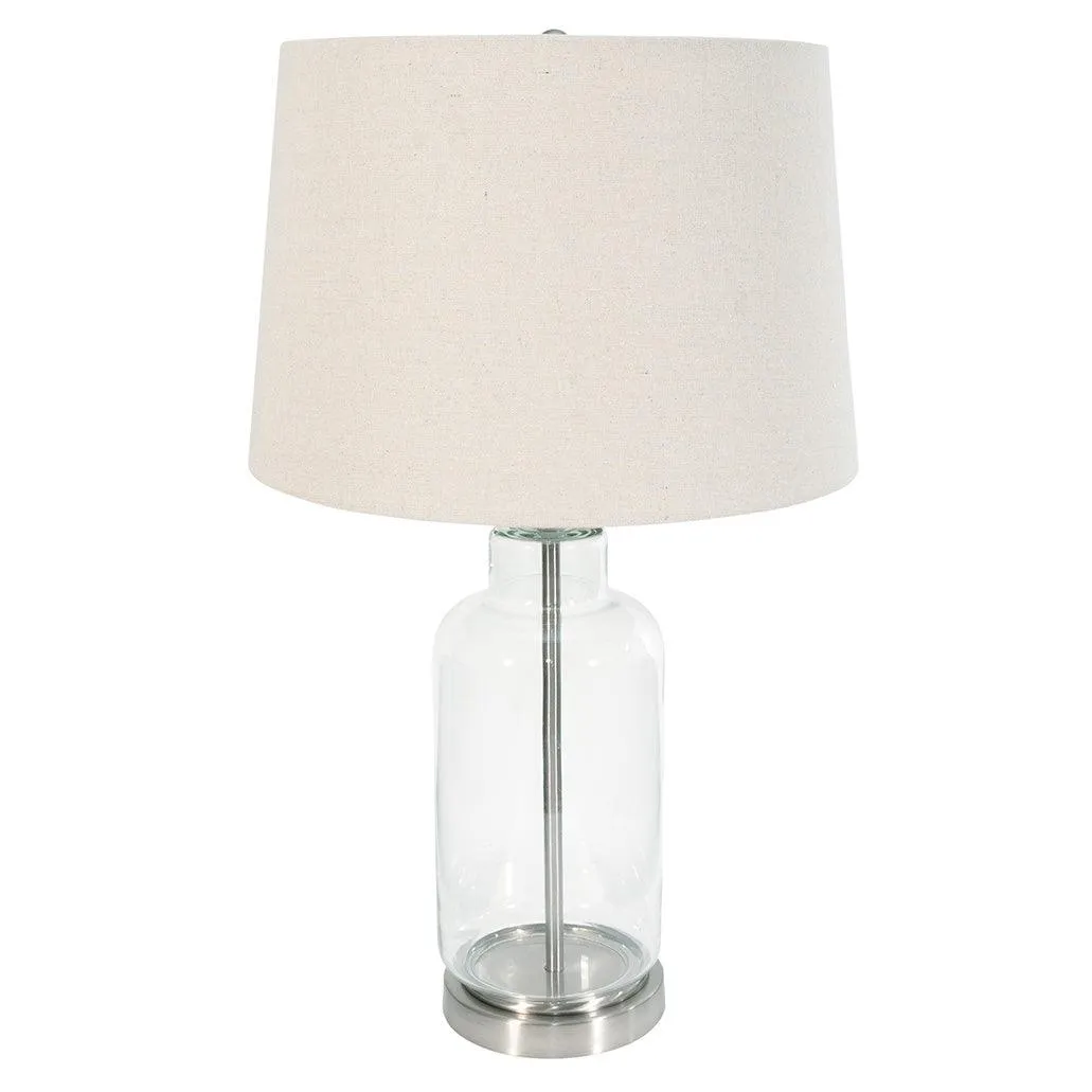 Glass Bottle Table Lamp with Linen Shade