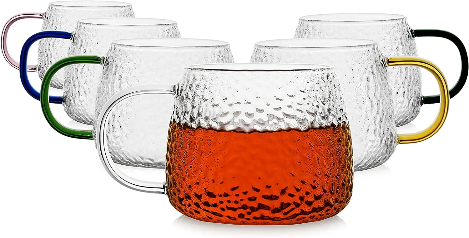 Glass Coffee Tea Cups Set of 4,