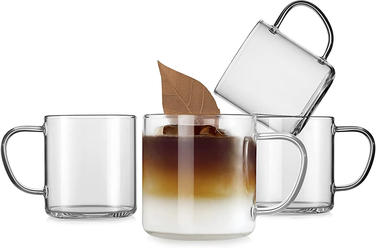 Glass Coffee Tea Cups Set of 4,