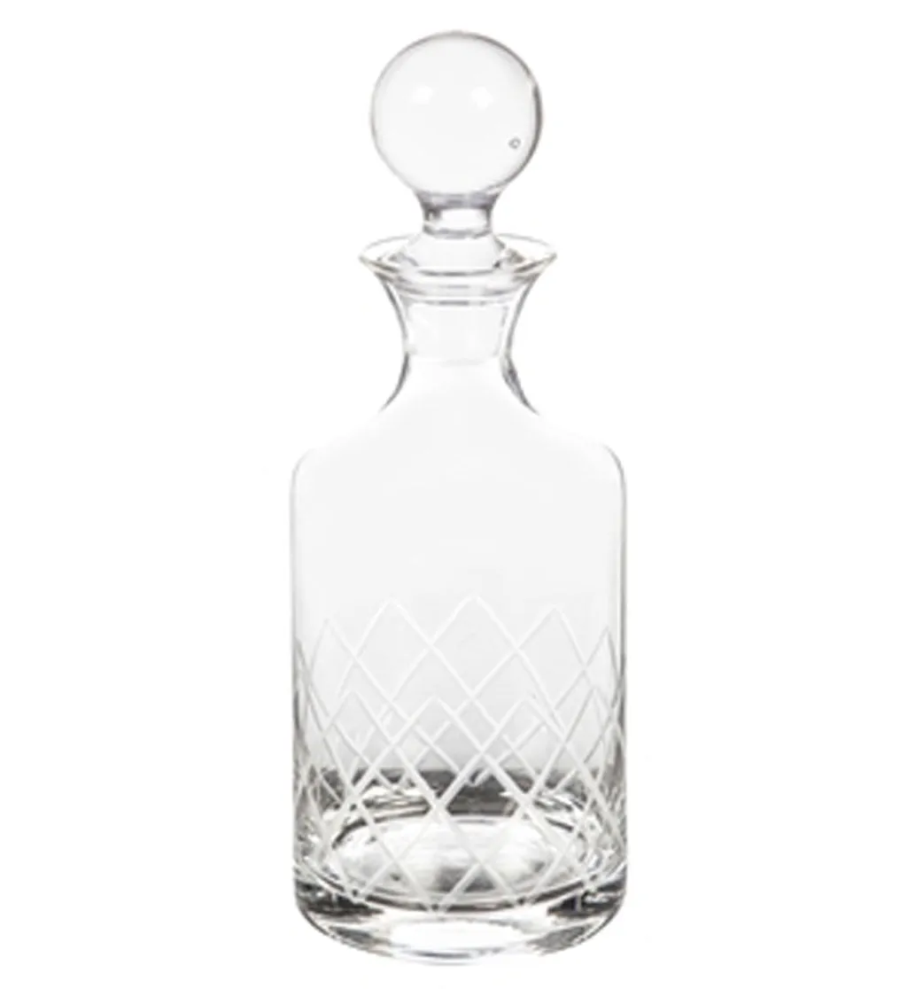 Glass Whiskey Five Piece Set, Diamond Pattern