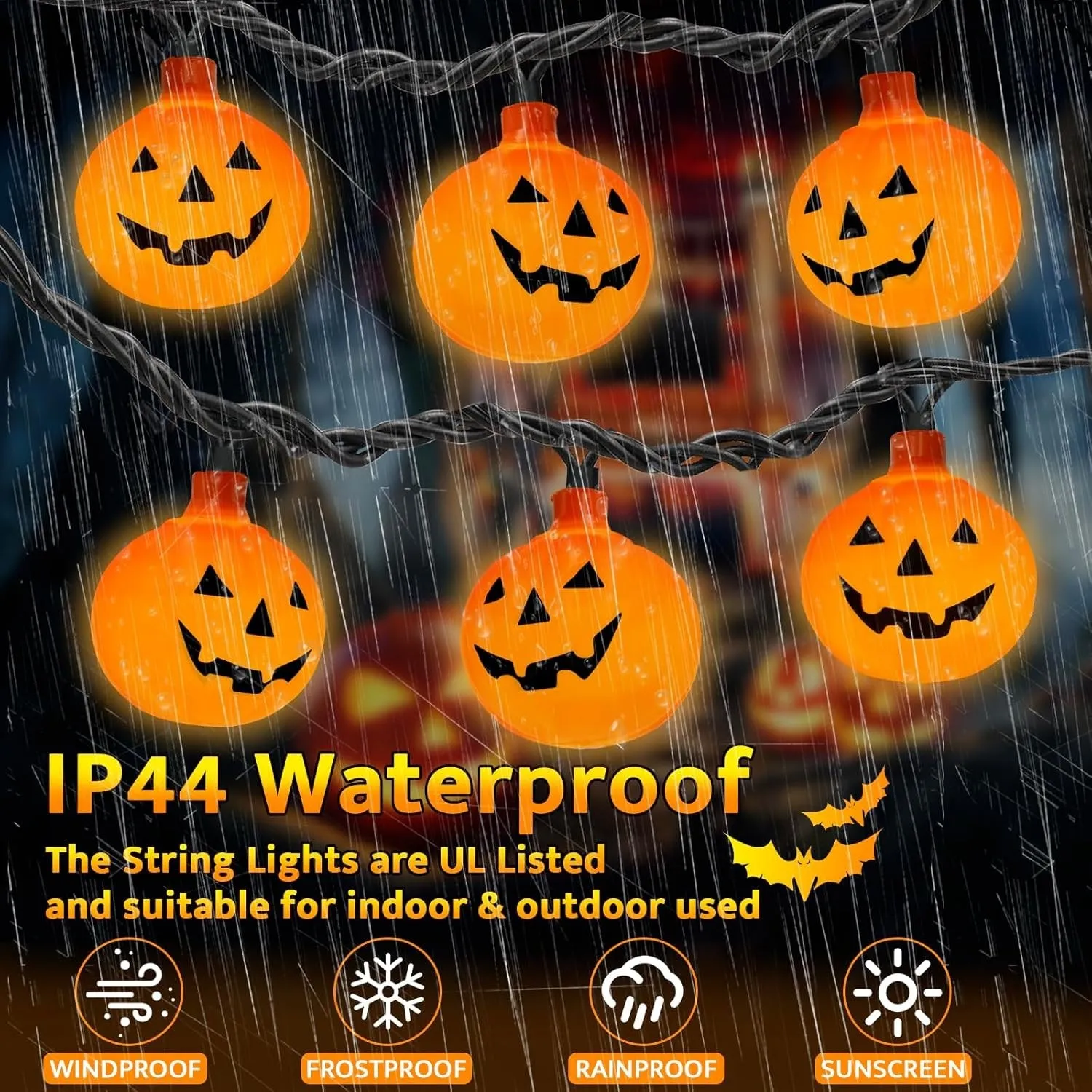 Halloween String Lights Pumpkin LED Light - Halloween Lights for Indoor and Outdoor Decoration