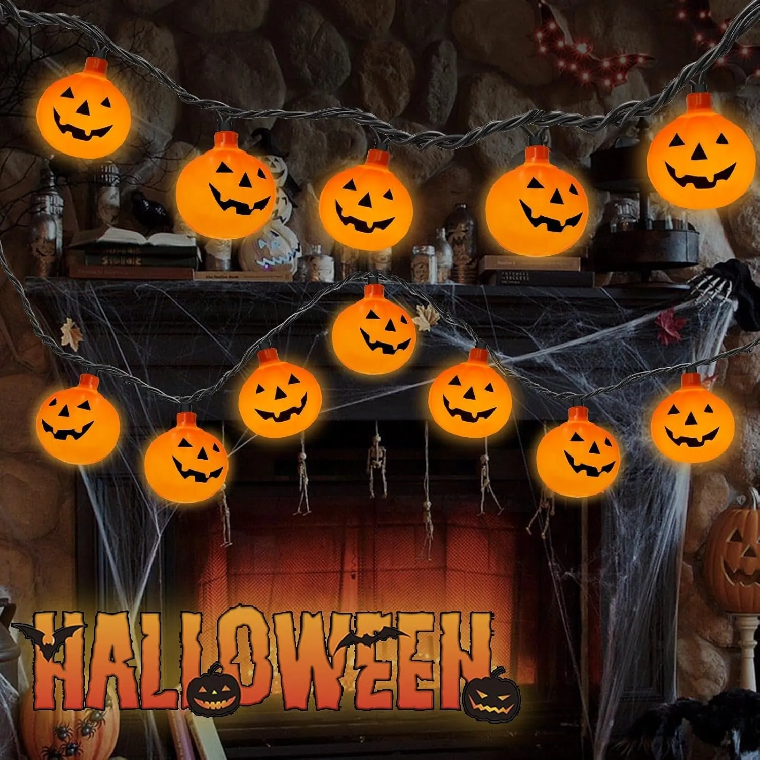 Halloween String Lights Pumpkin LED Light - Halloween Lights for Indoor and Outdoor Decoration