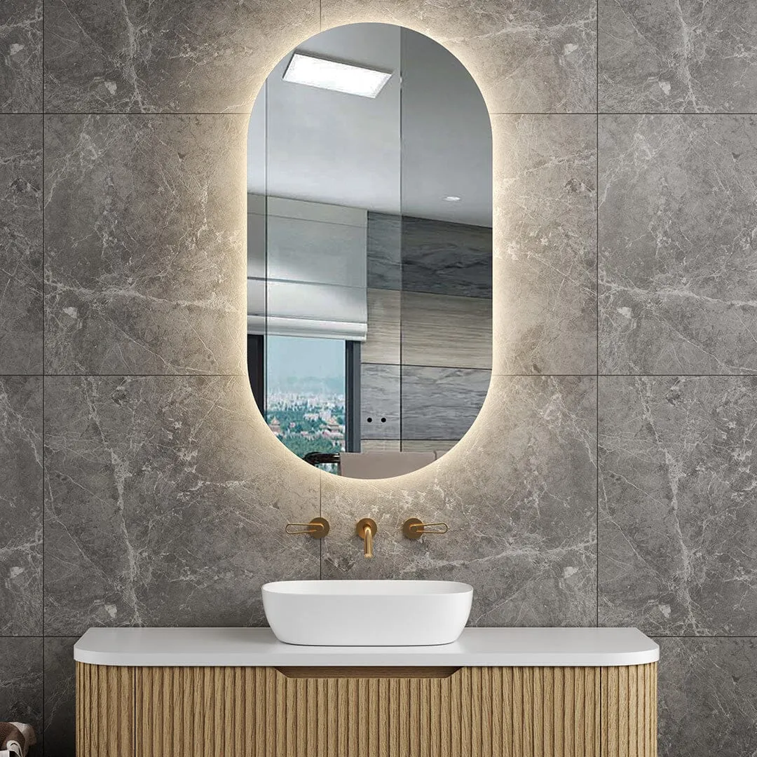 Halo Frameless Oval Led Bathroom Mirror Anti-Fog Dimmable