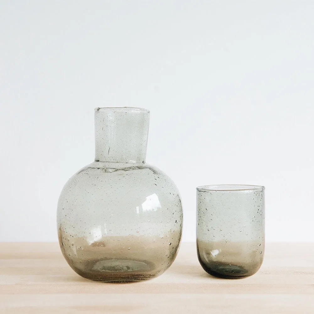 Hand-blown Carafe & Cup - Deep Sage