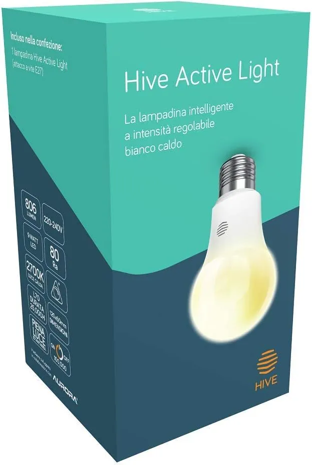 Hive Smart Light Bulb E27, Dimmable, 9W, Alexa Compatible – White [Energy Class A ]