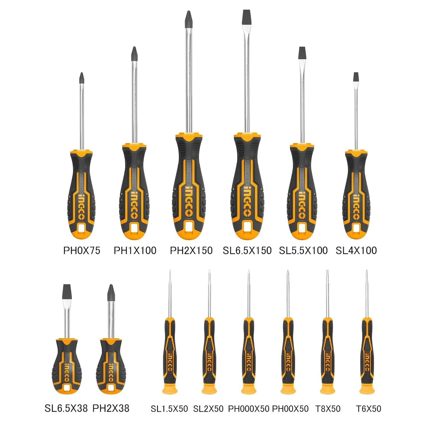 Ingco 14 Pcs Screw Driver Tool Set And Precision Screwdriver Set, Cr-V Screwdriver Set For Diy Household Repair, Cr-V Round Blade Material, Multicolor HKSD1428