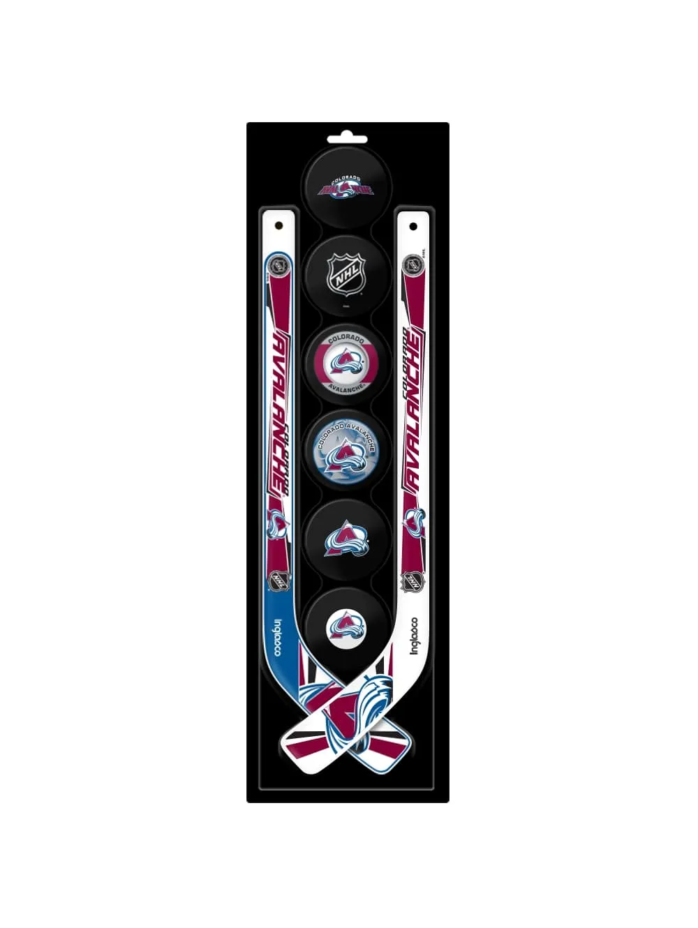 Inglasco NHL Colorado Avalanche 8-Pack Mini Stick & Foam Puck Set