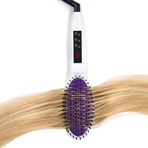 InStyler Straight Up Ceramic Straightening Brush - Detangling Hair Brush Straightener with Powerful Ceramic Heated Plates for Smooth, Frizz-Free Hair - For Thick, Curly & Wavy Hair Types